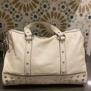 Vintage coach bag, cream with silver studs
